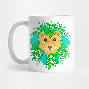 botanical gouache painted lion Mug